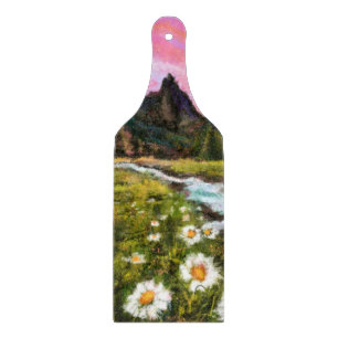 Tabla De Cortar Paisaje de primavera - Flores - Pintura original