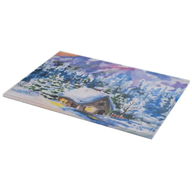 Tabla De Cortar Paisaje del invierno (Borde)