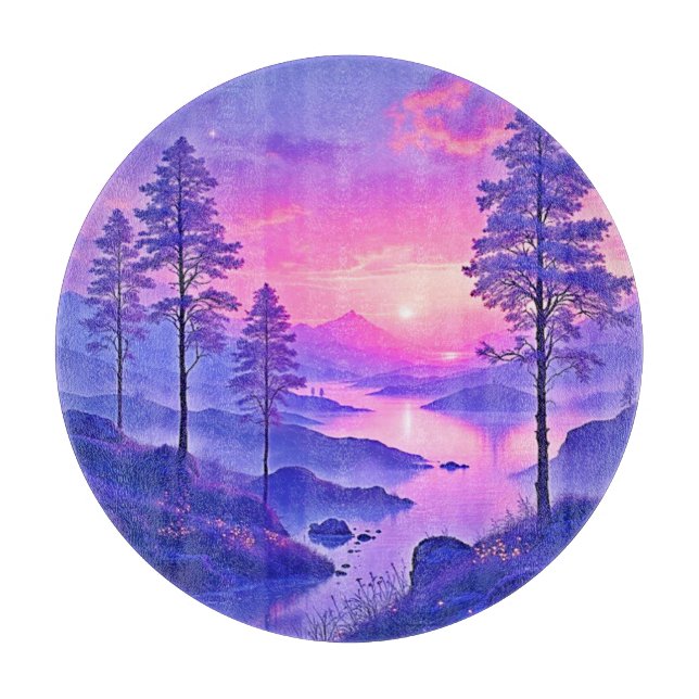 Tabla De Cortar Paisaje panorámico Purple Sunset (Anverso)