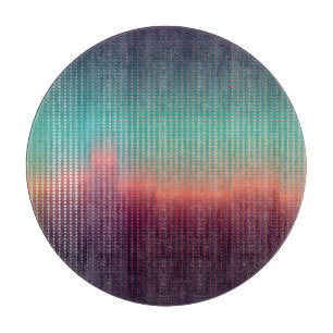 Tabla De Cortar Paisaje urbano digital, cuadrados coloridos.