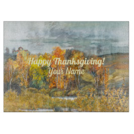 Tabla De Cortar Paisajes de otoño acuarela Cutting Board