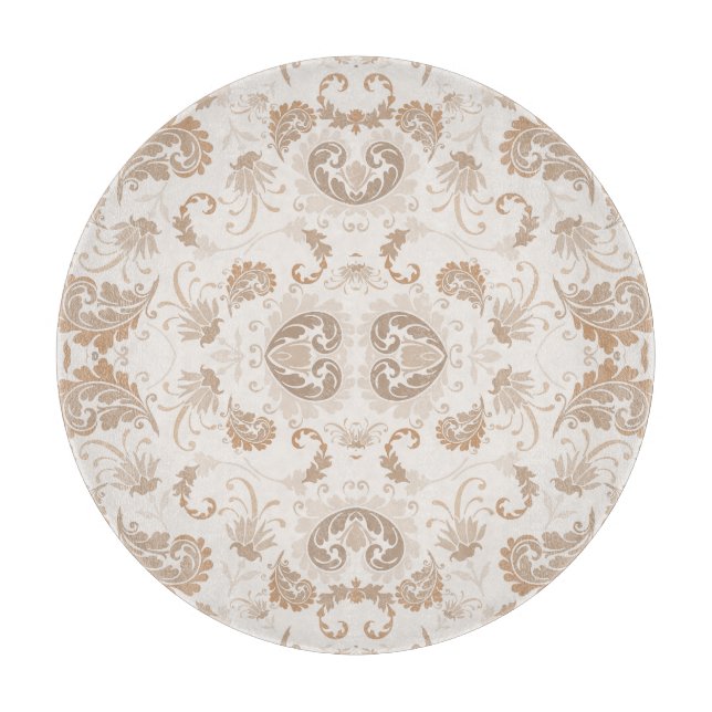 Tabla De Cortar Paisley en beige estética moderna Tan Brown (Anverso)