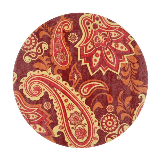 Tabla De Cortar Paisley, flores: patrón ornamental sin costura (Anverso)