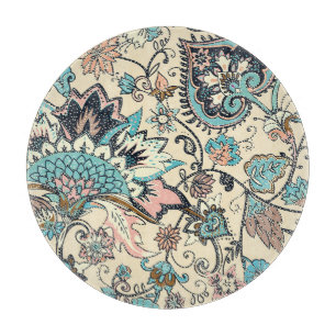 Tabla De Cortar Paisley Oriental: Elegancia Textil Estilizada.