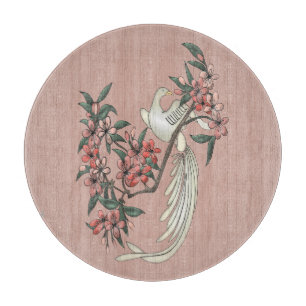 Tabla De Cortar Pájaro blanco - Tablero de embutidos de cerezo