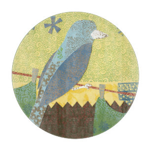 Tabla De Cortar Pájaro colorido en un alambre