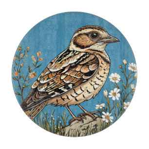 Tabla De Cortar Pájaro enmarcado por flores vibrantes