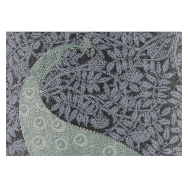 Tabla De Cortar Pájaro Vintage clásico de Peacock Art Nouveau (Anverso)