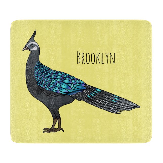 Tabla De Cortar Palawan peacock pheasant bird cartoon illustration (Anverso)