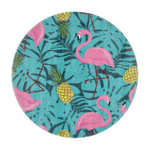 Tabla De Cortar Palm de flamencos rosados: Hawái exótica