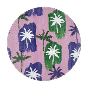 Tabla De Cortar Palm pintada, verde azul marino.