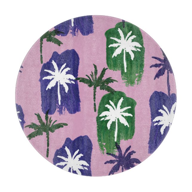 Tabla De Cortar Palm pintada, verde azul marino. (Anverso)