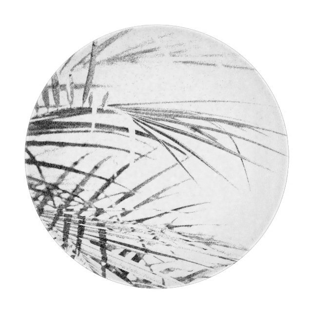 Tabla De Cortar Palm Tree Deja Esbozo Minimalismo (Anverso)