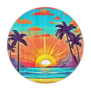 Tabla De Cortar Palmas de Atardecer: Vista Tropical