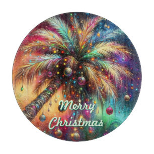 Tabla De Cortar Palmera de Navidad Tropical Playa Personalizada