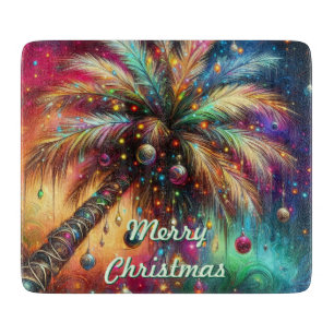 Tabla De Cortar Palmera de Navidad Tropical Playa Personalizada