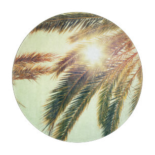 Tabla De Cortar Palmeras, Cielo Tonado Vintage.