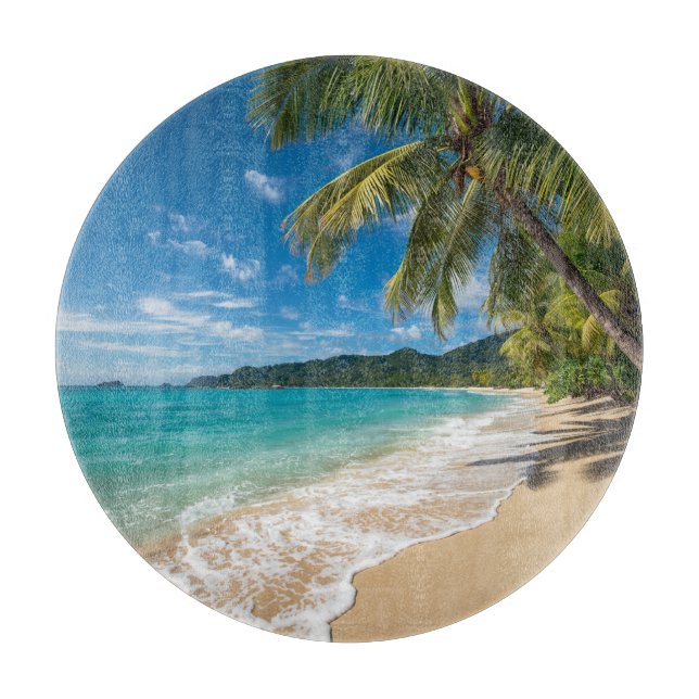 Tabla De Cortar Palmeras Playa Tropical Océano (Anverso)