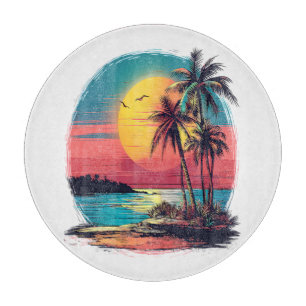 Tabla De Cortar Palmeras y playa