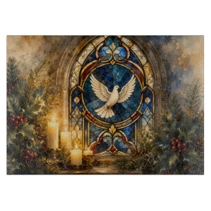 Tabla De Cortar Paloma de Vidrio Emplomado de Navidad en Ventana