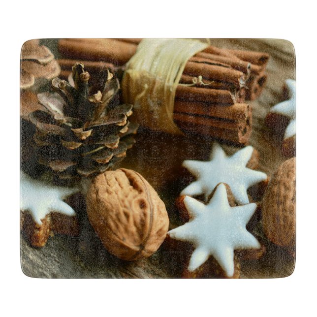 Tabla De Cortar Palos de canela y estrellas navidades (Anverso)