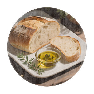 Tabla De Cortar Pan de masa madre rústico Aceite de oliva