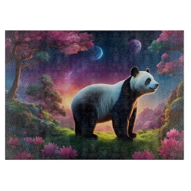 Tabla De Cortar Panda en un jardín de fantasía (Anverso)