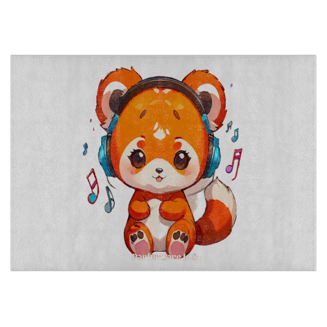 Tabla De Cortar Panda escuchando música Kpop (Anverso)