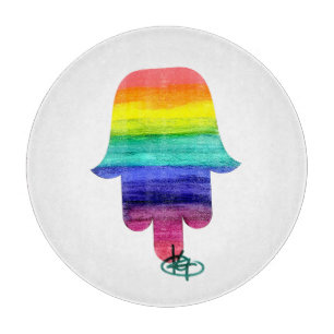 Tabla De Cortar Panel de corte de arte Rainbow Hamsa