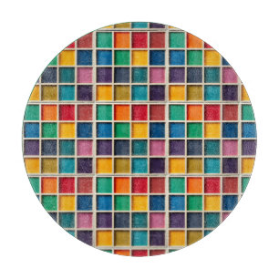 Tabla De Cortar Panel de rejilla geométrica colorida