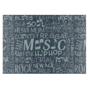 Tabla De Cortar Paneles de corte de Word Collage de géneros musica