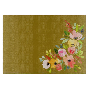 Tabla De Cortar Panorama de Bouquet Floral de Perú y acuarela