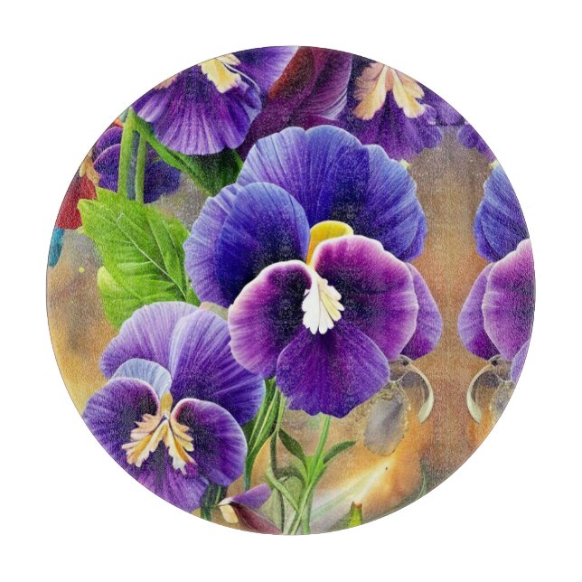 Tabla De Cortar Pansies púrpura -IA ART (Anverso)