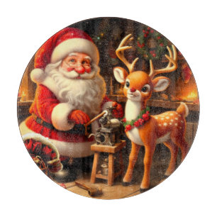 Tabla De Cortar Papá Noel y renos lindos