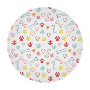 Tabla De Cortar Papas, corazones y huesos coloridos