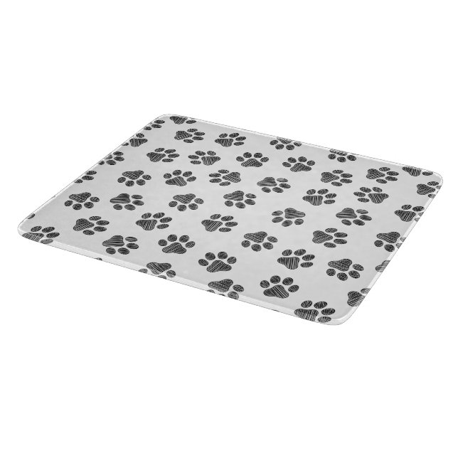 Tabla De Cortar Papas de perro, garras de perro, patas negras (Borde)
