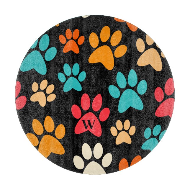 Tabla De Cortar Papas de perro personalizadas Impresión Monograma  (Anverso)
