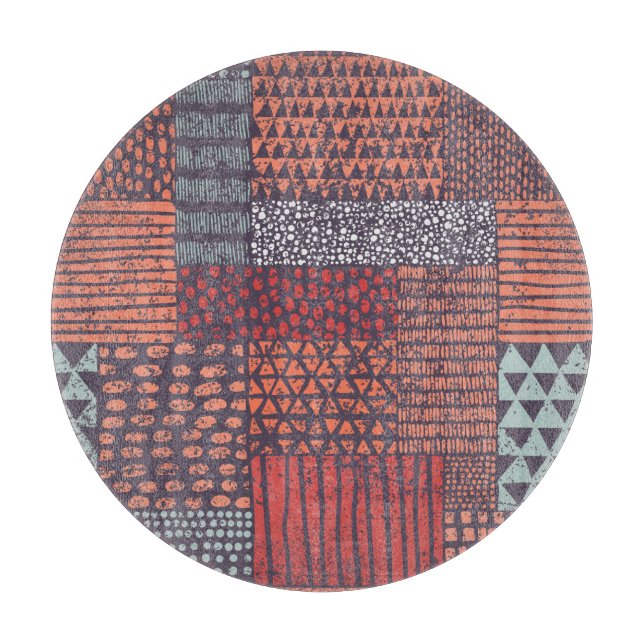 Tabla De Cortar Papel bohemio: diseño a mano sin costuras. (Anverso)