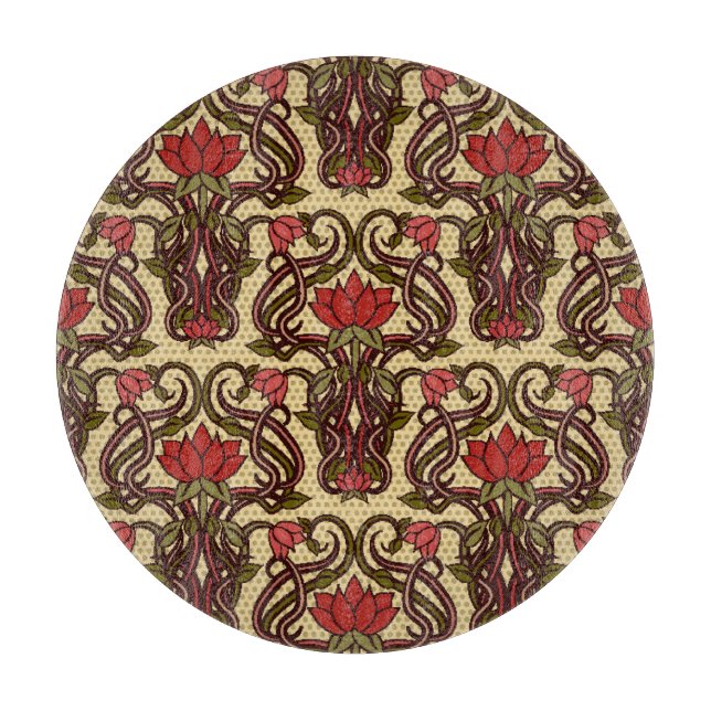 Tabla De Cortar Papel de flores de estilo Art Nouveau. (Anverso)