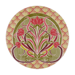 Tabla De Cortar Papel de flores de estilo Art Nouveau.