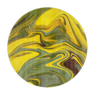 Tabla De Cortar Papel digital amarillo de las ondas de mármol-5544