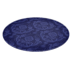 Tabla De Cortar Papel pintado floral azul de lujo del damasco