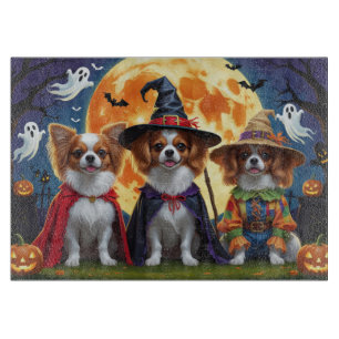 Tabla De Cortar Papillon Dogs Calabaza Halloween Gracioso