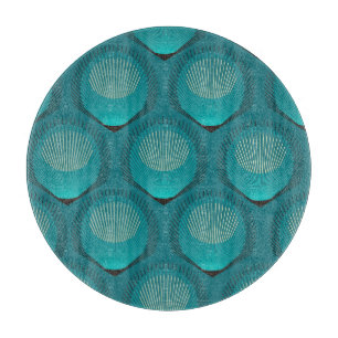 Tabla De Cortar Paquetes Peacock Estilizados Tile Azul