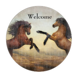 Tabla De Cortar par de caballos salvajes