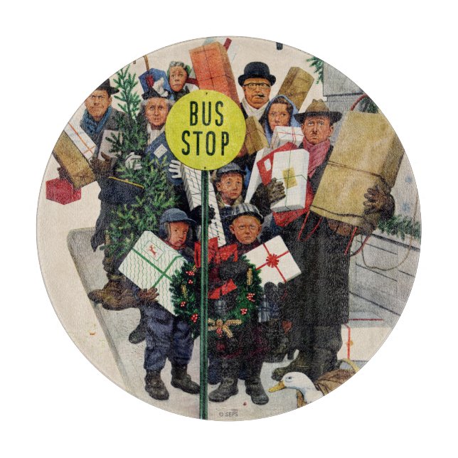 Tabla De Cortar Parada de autobús en los Navidades (Anverso)