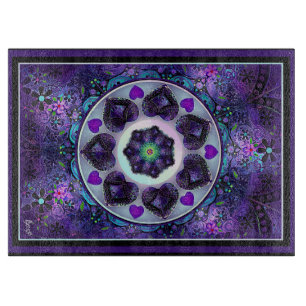 Tabla De Cortar Paraguas morados y corazones