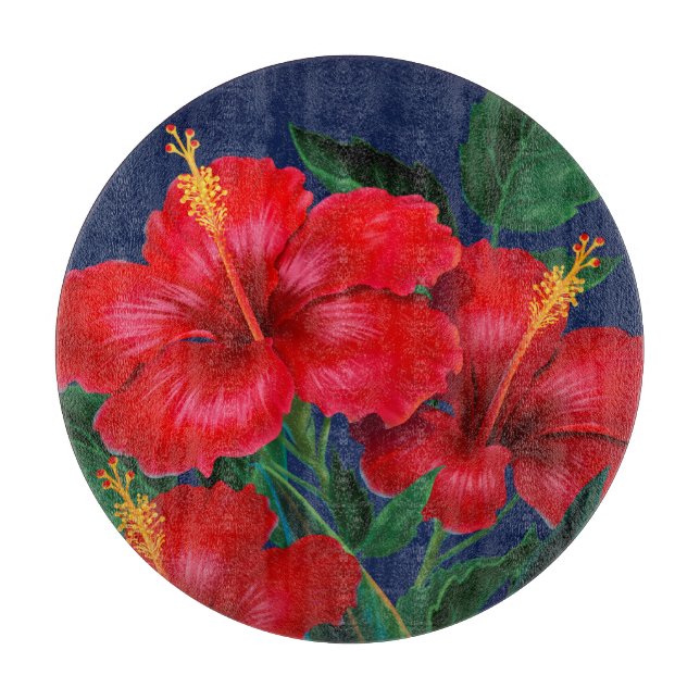 Tabla De Cortar Paraíso Tropical Hibiscus Hawai (Anverso)