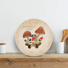 Tabla De Cortar Pareja de erizos con champiñones y flores