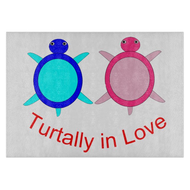 Tabla De Cortar Pareja De Tortuga Cuta (Anverso)